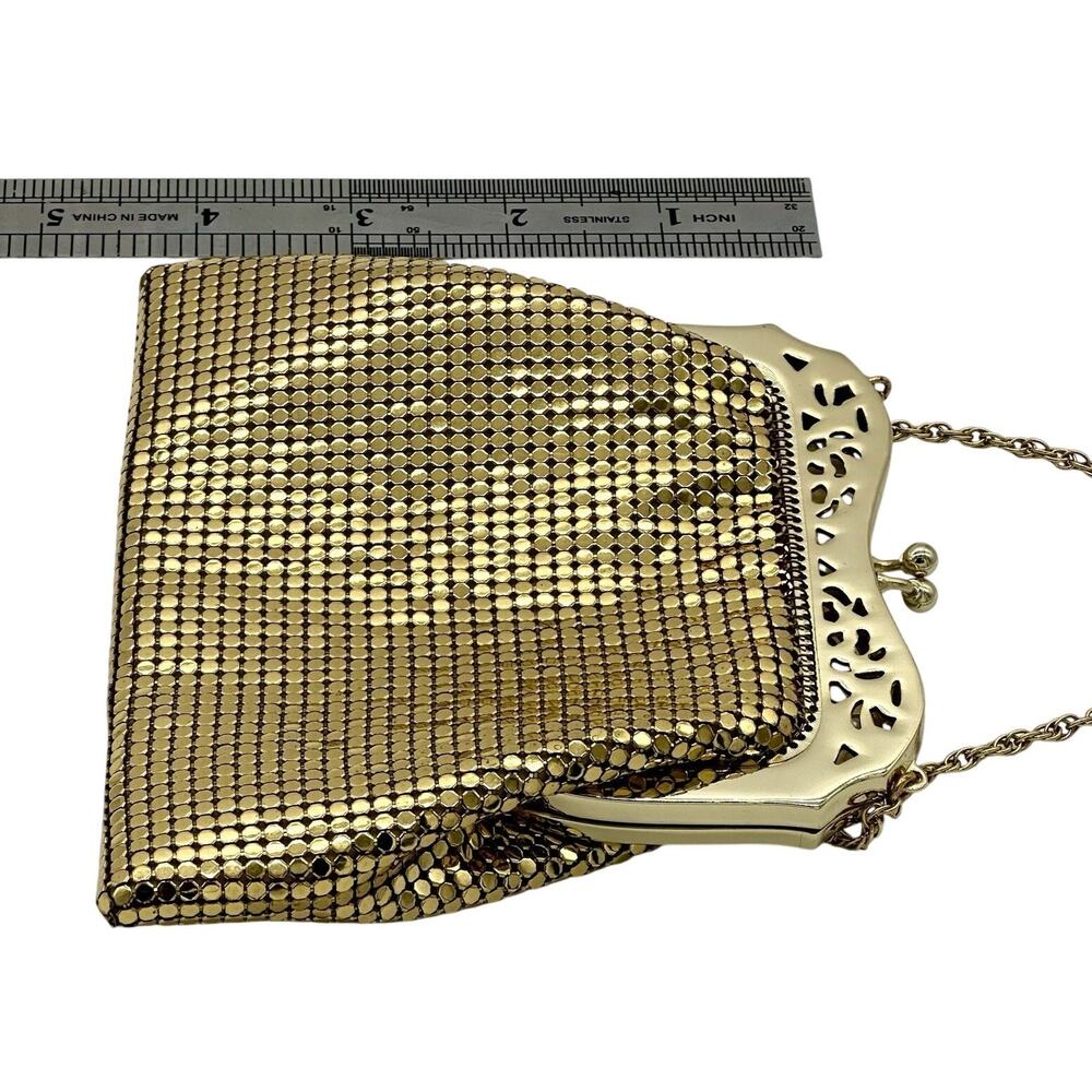Whiting & Davis Mesh Purse Art Deco Gold Tone Vintage Evening Bag Chain Strap - Picture 9 of 9